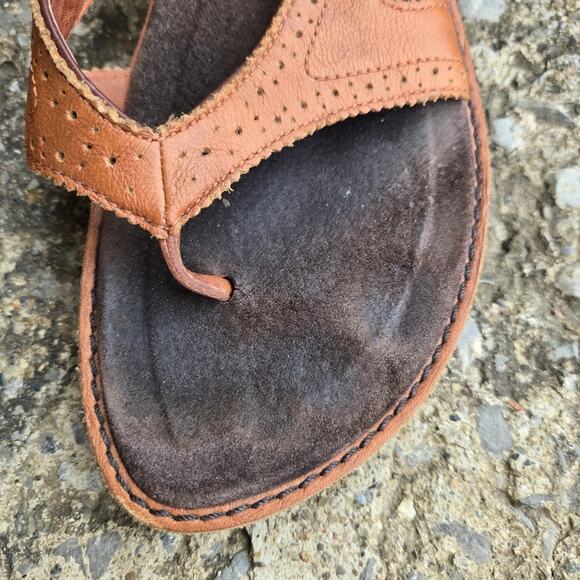 Merrell Tetra Thong Antique Orange Sandal Womens 8 Slip On Thong Casual Leather - Picture 2 of 9